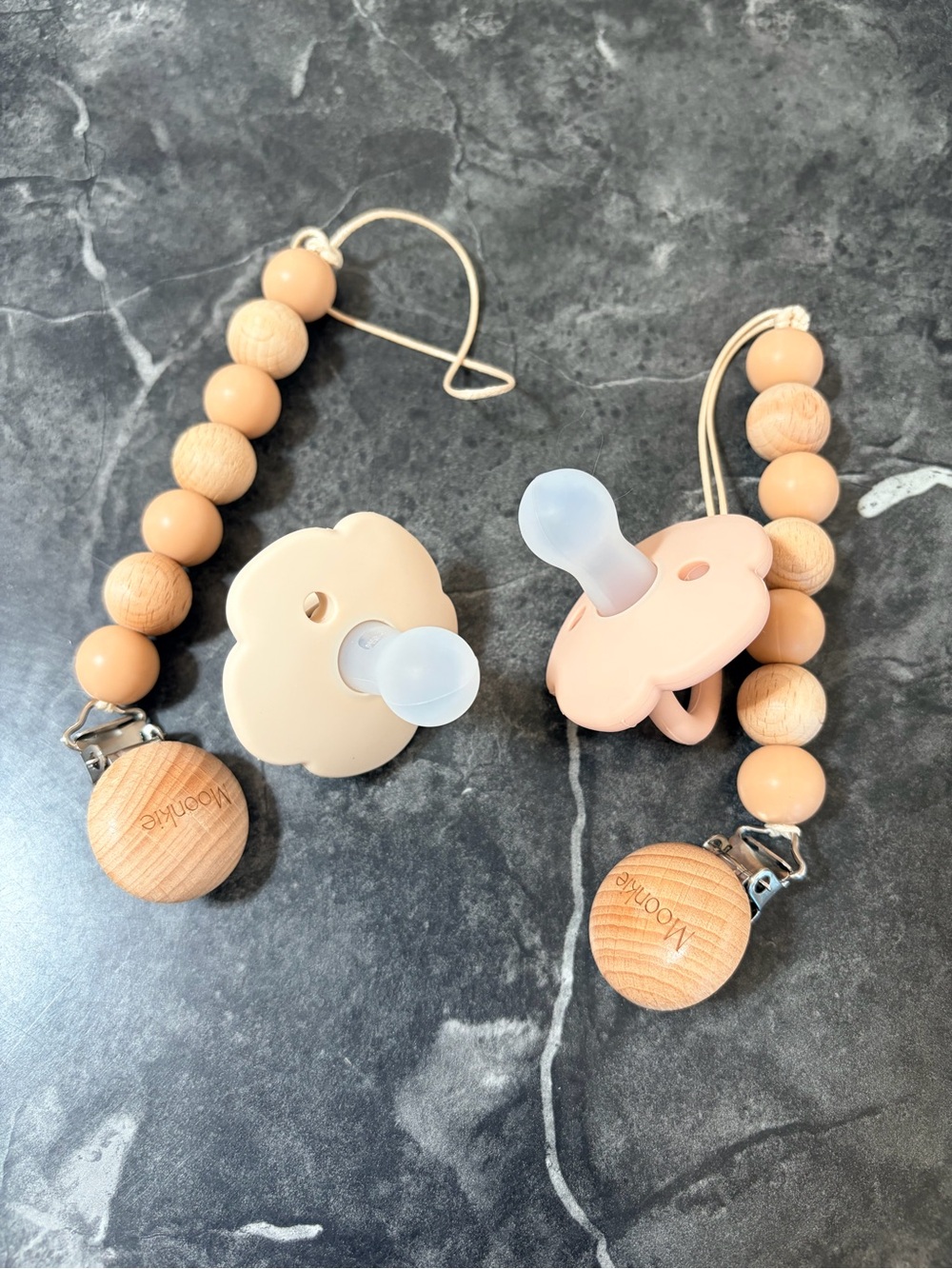Moonkie pacifiers and clips